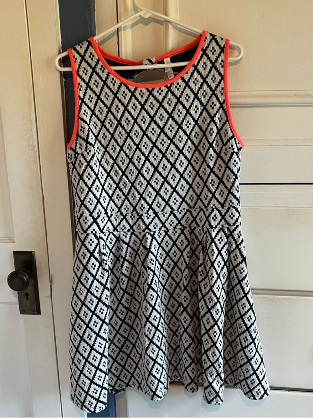 Xhilaration Black & White Geometric Dress with Coral Trim Y2K - Picture 10 of 14